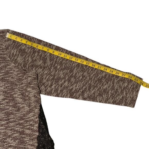 LOGO LORI GOLDSTEIN 3X Knit Marled Print Lace Inserts Crew Neck Top Boho - Picture 4 of 6